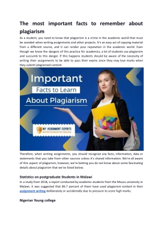 The most important facts to remember about plagiarism
