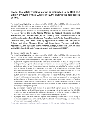 Global Bio safety Testing Market