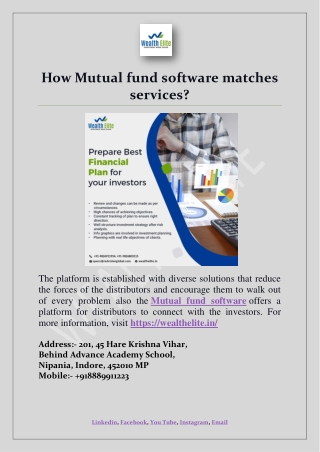 How Mutual fund software matches services