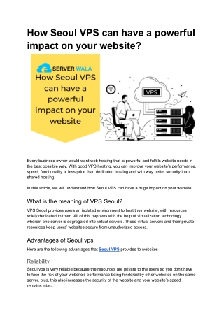 How Seoul VPS can have a powerful impact on your website_