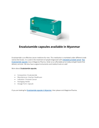 Enzalutamide capsules in Myanmar