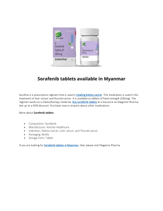Sorafenib tablets in Myanmar