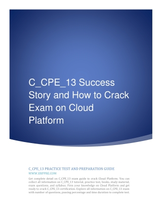 C_CPE_13 Success Story and How to Crack Exam on Cloud Platform