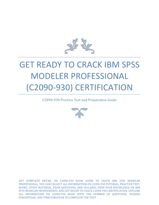 Get Ready to Crack IBM SPSS Modeler Professional (C2090-930) Certification