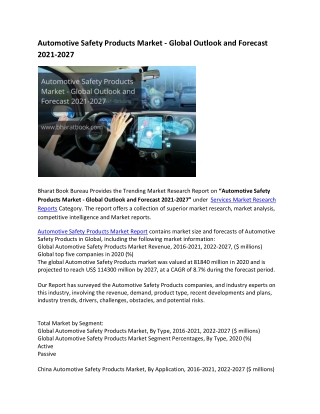 Global Automotive Safety Products Market Research Report 2021-2027