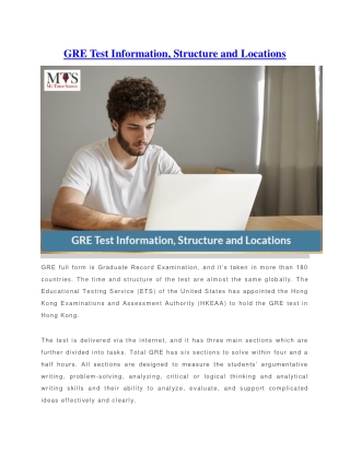 GRE Test Information, Structure and Locations