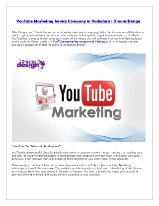 YouTube Marketing Service Company in Vadodara  DreamsDesign