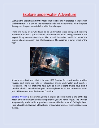 Explore underwater Adventure