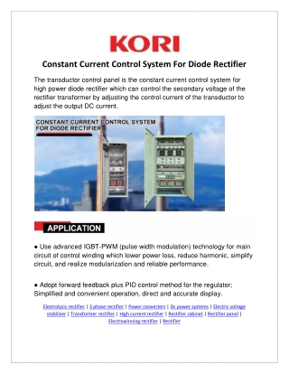 Constant Current Control System For Diode Rectifier at Korirectifier.com