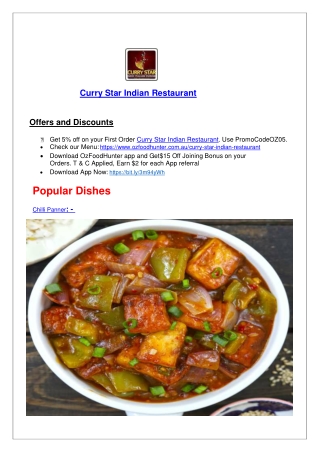 15% Off - Curry Star Indian Restaurant Ballarat Menu, VIC