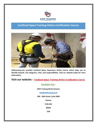 Confined Space Training Online Certification Course