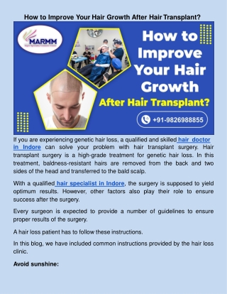 How to Improve Your Hair Growth After Hair Transplant