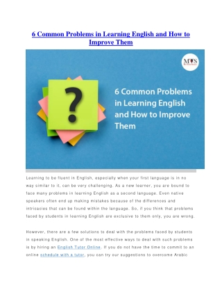 6 Common Problems in Learning English and How to Improve Them