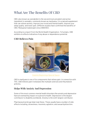 What Are The Benefits Of CBD
