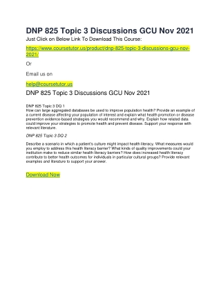 DNP 825 Topic 3 Discussions GCU Nov 2021