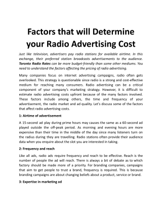 Factors that will Determine your Radio Advertising Cost.docx