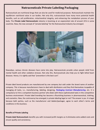 Nutraceuticals Private Labeling Packaging