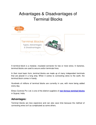 Advantages & Disadvantages of Terminal Blocks