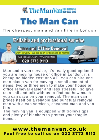 The Man Van - Cheapest Man and Van Hire in London