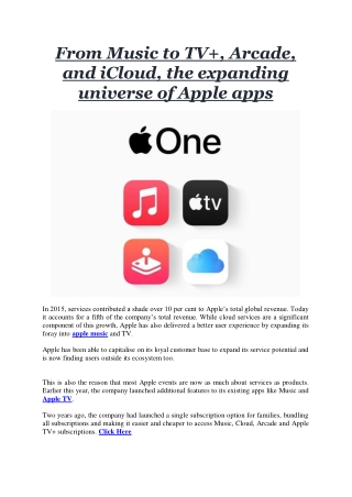 From Music to TV , Arcade, and iCloud, the expanding universe of Apple apps