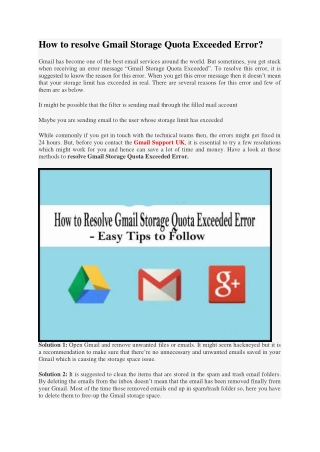 How to resolve Gmail Storage Quota Exceeded Error