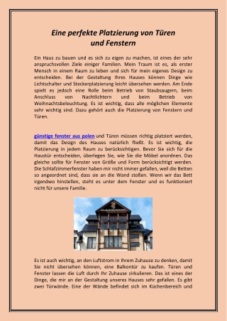 Eine perfekte Platzierung von Türen und Fenstern