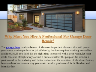 Why Must You Hire A Professional For Garage Door Repair?