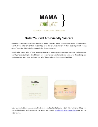 Order Yourself Eco-Friendly Skincare