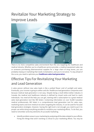 Revitalize Your Marketing Strategy to Improve Leads