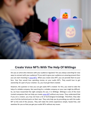 Create Voice NFTs With The Help Of Witlingo