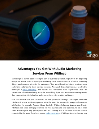 Advantages You Get With Audio Marketing Services From Witlingo