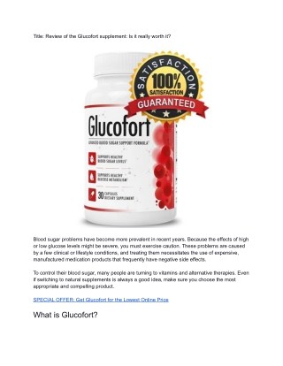 Review of the Glucofort supplement: Is it really worth it?
