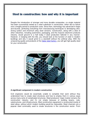 Steel in construction how and why it is important