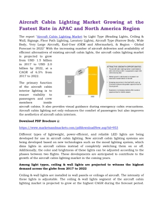 Aircraft Cabin Lighting Market Growing at the Fastest Rate in APAC and North America Region