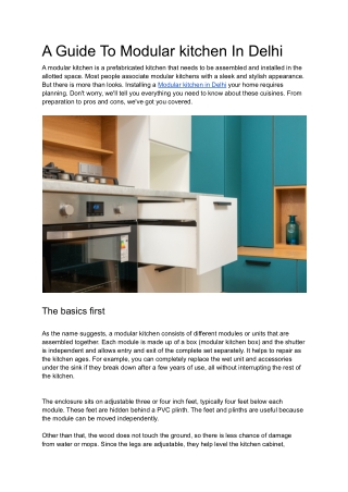 A Guide To Modular kitchen In Delhi