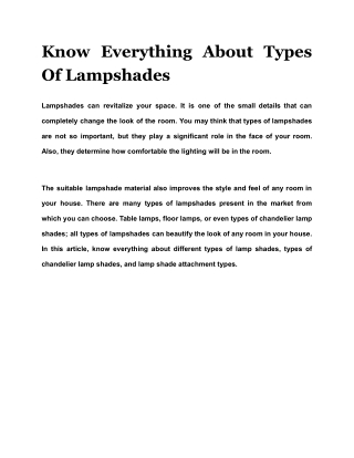 Know Everything About Types Of Lampshades