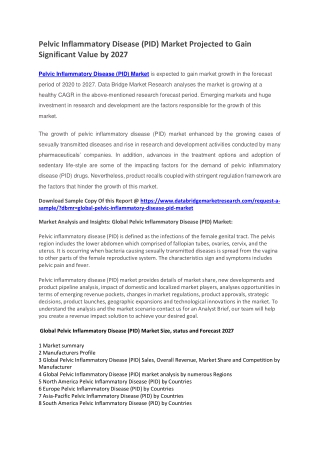 Pelvic Inflammatory Disease Market Projected to Gain Significant Value by 2027