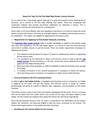Some Pro Tips To Find The Right Real Estate License Schools