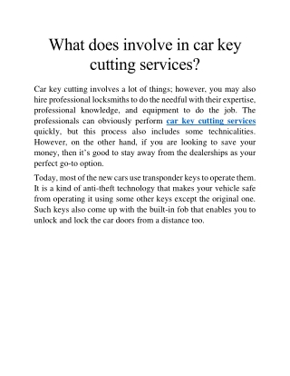 car key cutting services