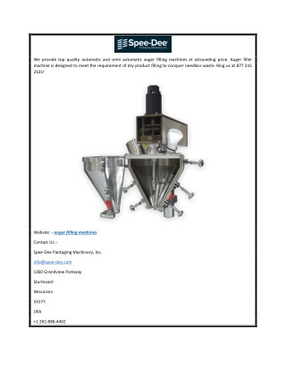 Automatic and Semi-Automatic Auger Filling Machine