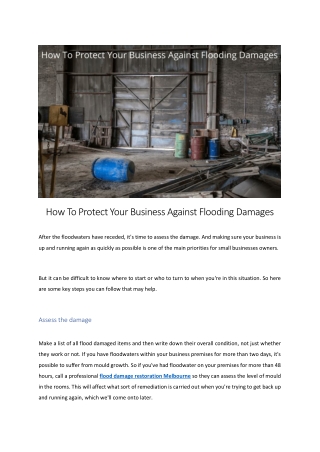 How To Protect Your Business Against Flooding Damages