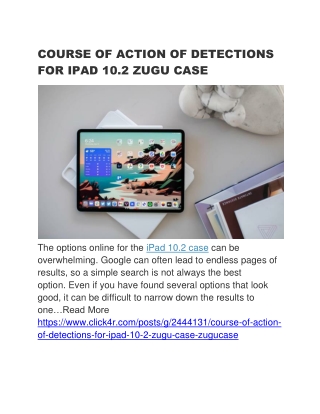 COURSE OF ACTION OF DETECTIONS FOR IPAD 10