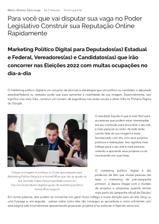 Para você que vai disputar sua vaga no Poder Legislativo Construir sua Reputação Online Rapidamente