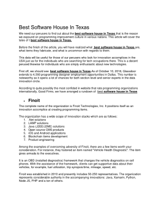 BEST SOFTWARE HOUSE IN TEXAS