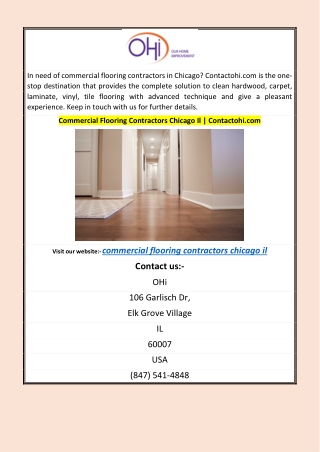 Commercial Flooring Contractors Chicago Il | Contactohi.com