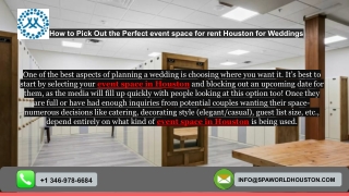 How to Pick Out the Perfect event space for rent Houston for Weddings