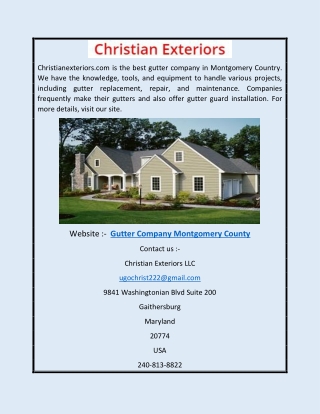 Gutter Company Montgomery County | Christianexteriors.com