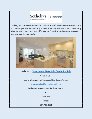 Vancouver West Side Condo for Sale | Annemainwaring.com