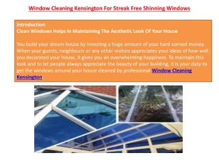 Window Cleaning Kensington For Streak Free Shinning Windows