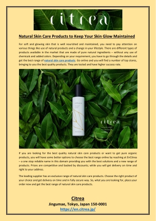 Natural Skin Care Products to Keep Your Skin Glow Maintained